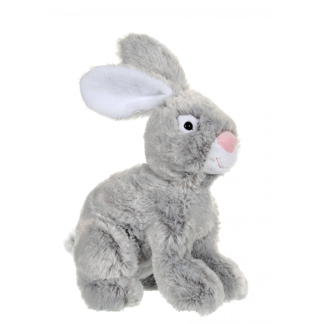 Peluche - Lapin Flammé Gris - 25 Cm Gris