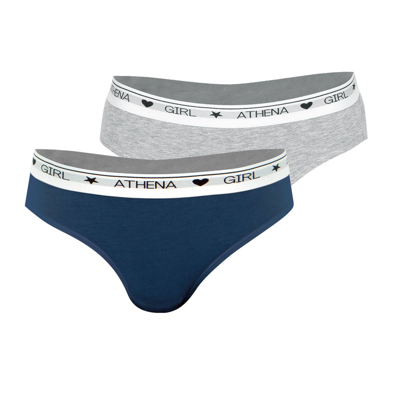 Lot De 2 Slips Coton Utlra Doux Bleu Titane-gris Chiné