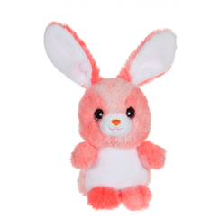 -Peluche - peluche lapin cloudy 15 cm - corail