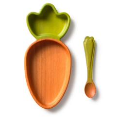 Assiette à compartiments et sa cuillère cathy la carotte  - vertbaudet enfant