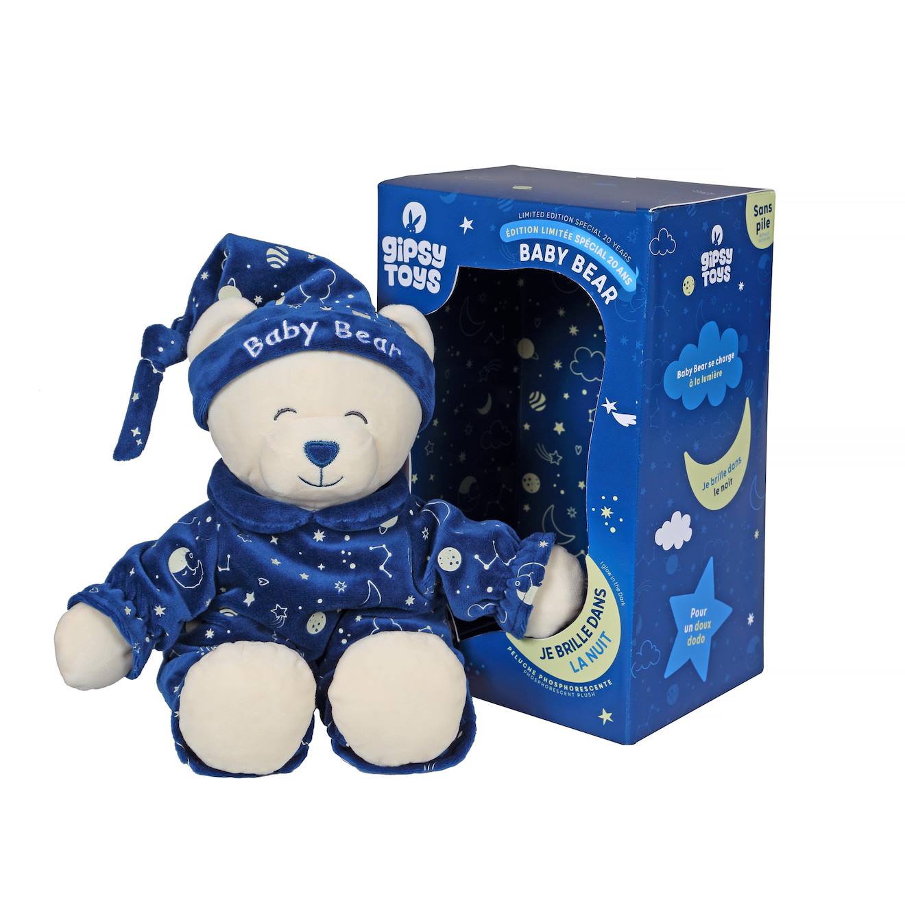 Peluche - Ours Baby Bear Glow In The Dark - Peluche Vendue En Boîte Cadeau Bleu
