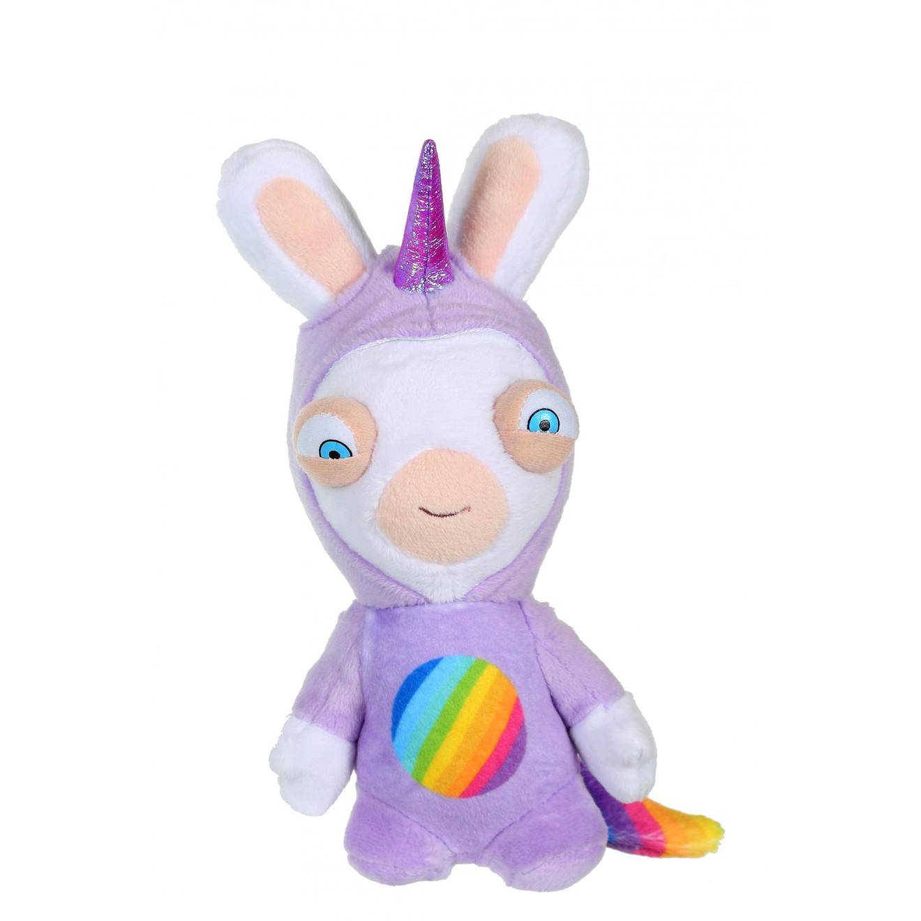Peluche - Lapins Crétins Licorne - Lapicorne Mauve Sonore - 18 Cm Blanc
