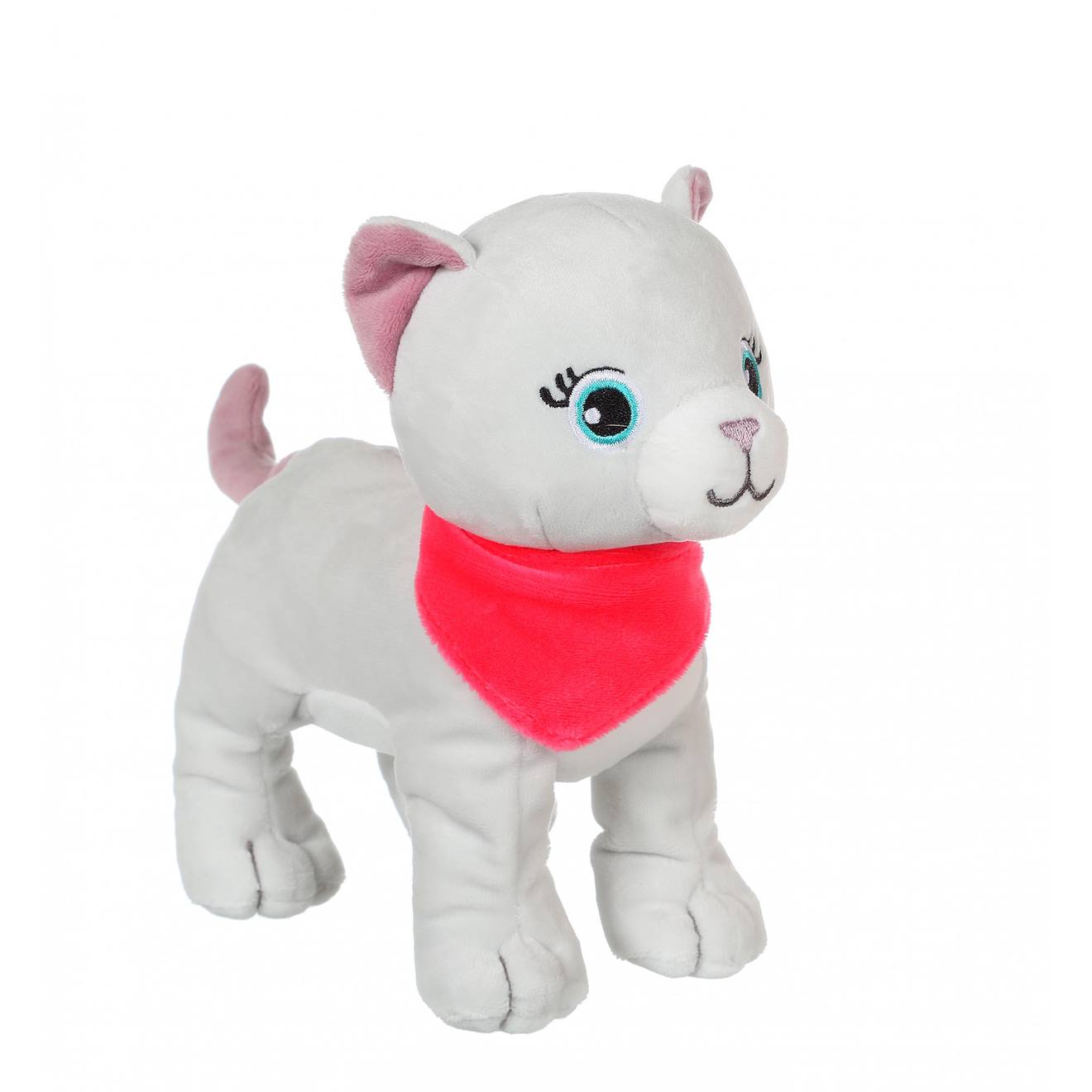 Peluche - Peluche Chien Fun Kitties Sonore, Gris Foulard Rose - 17 Cm Rose