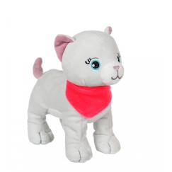 Jouet-Peluche - peluche chien fun kitties sonore, gris foulard rose - 17 cm