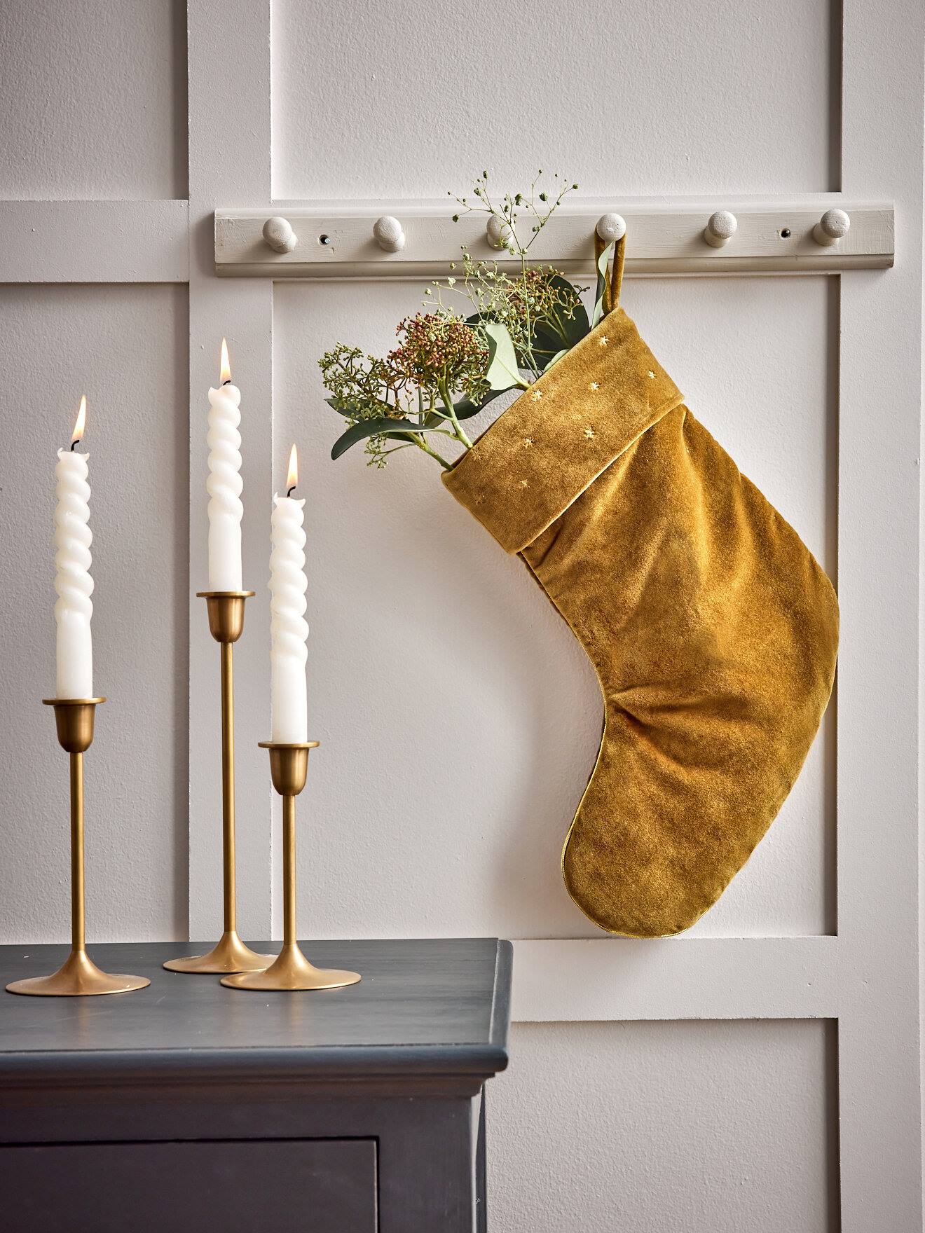 Grande Chaussette De Noël En Velours Bronze