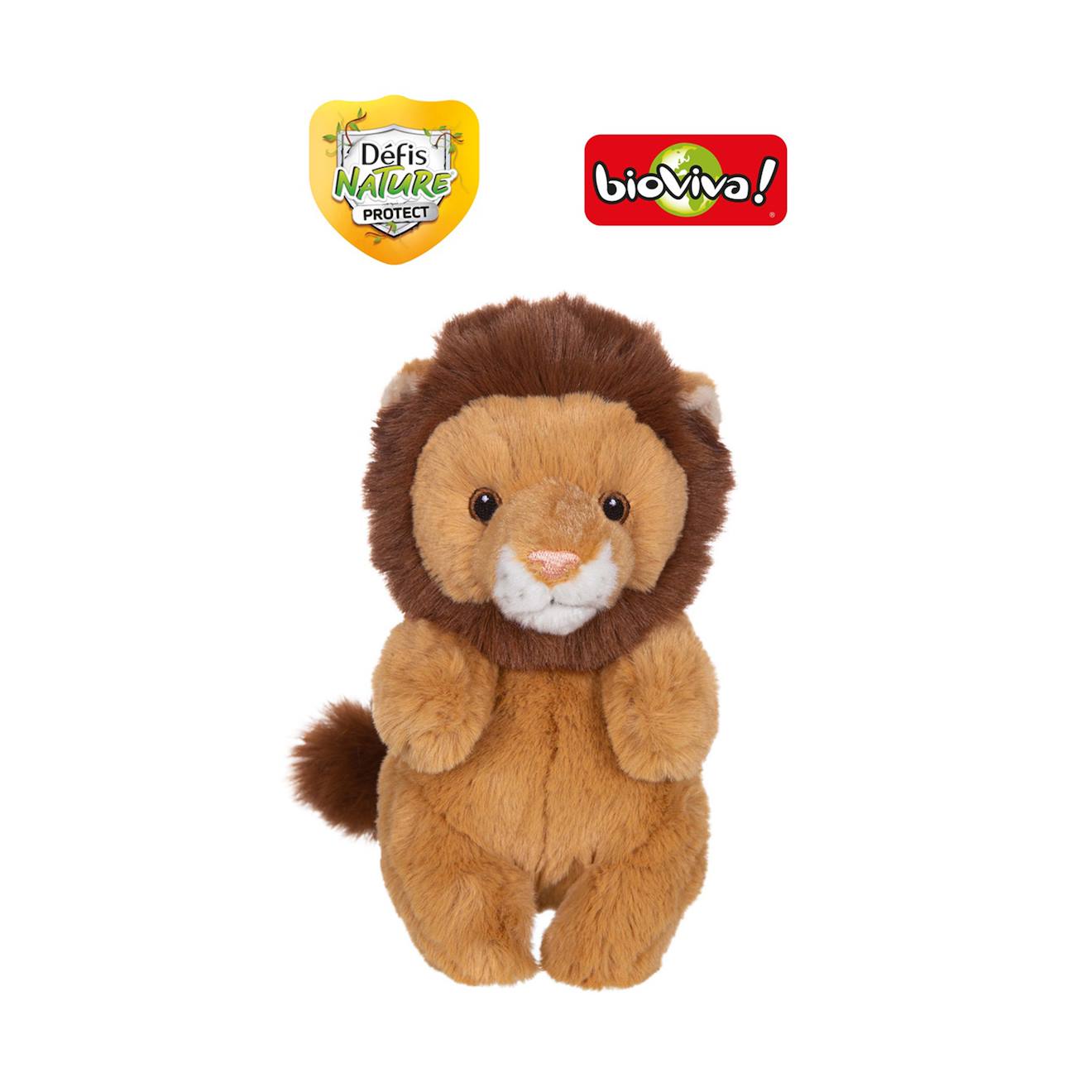 Peluche Défis Nature Protect - Lion Jaune, Marron - 15 Cm Collaboration Bioviva Jaune
