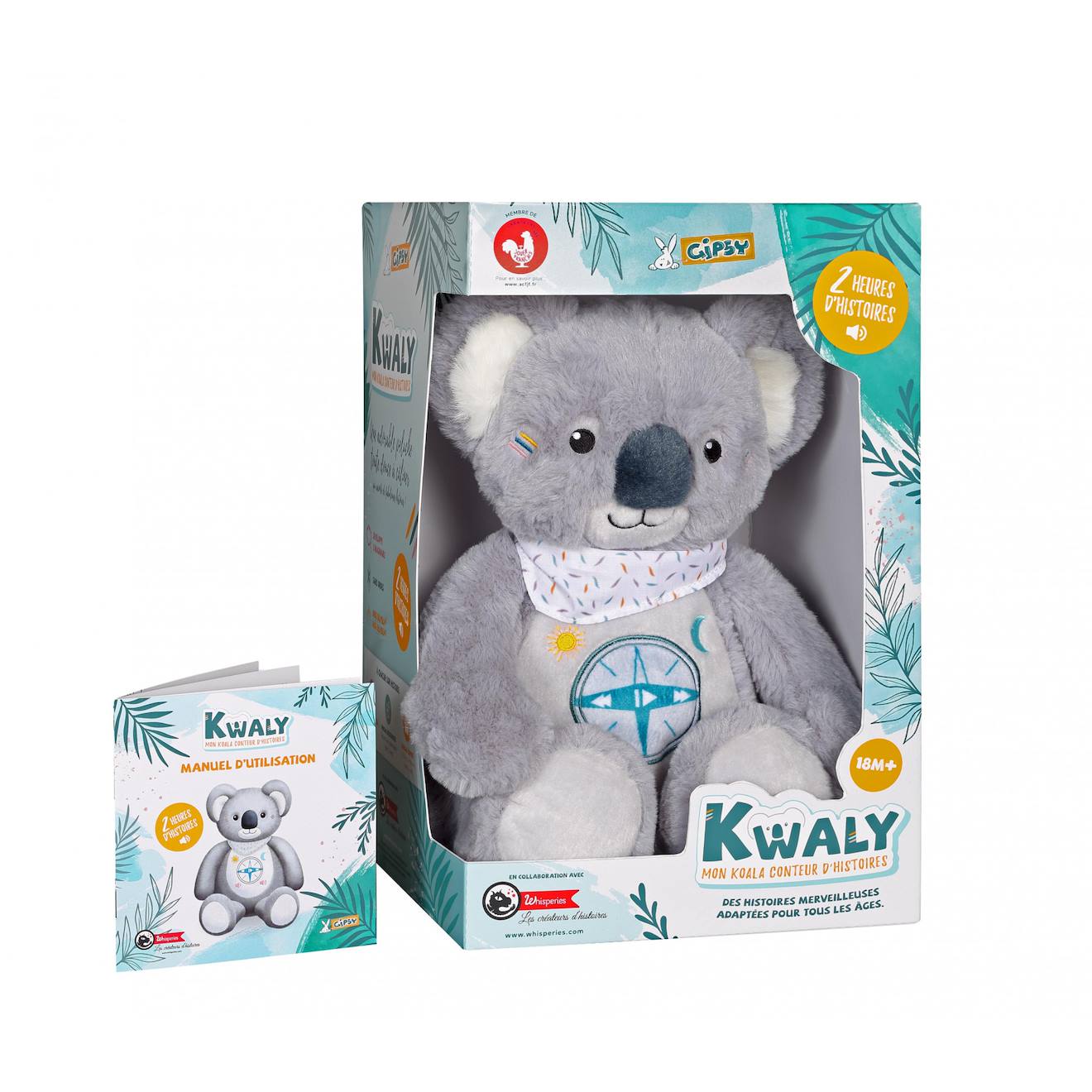 Peluche - Kwaly, Mon Koala Conteur D'histoires 34 Cm Gris