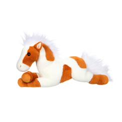 Jouet-Premier âge-Peluches-Peluche - peluche - cheval allongé - marron clair et blanc - 40 cm