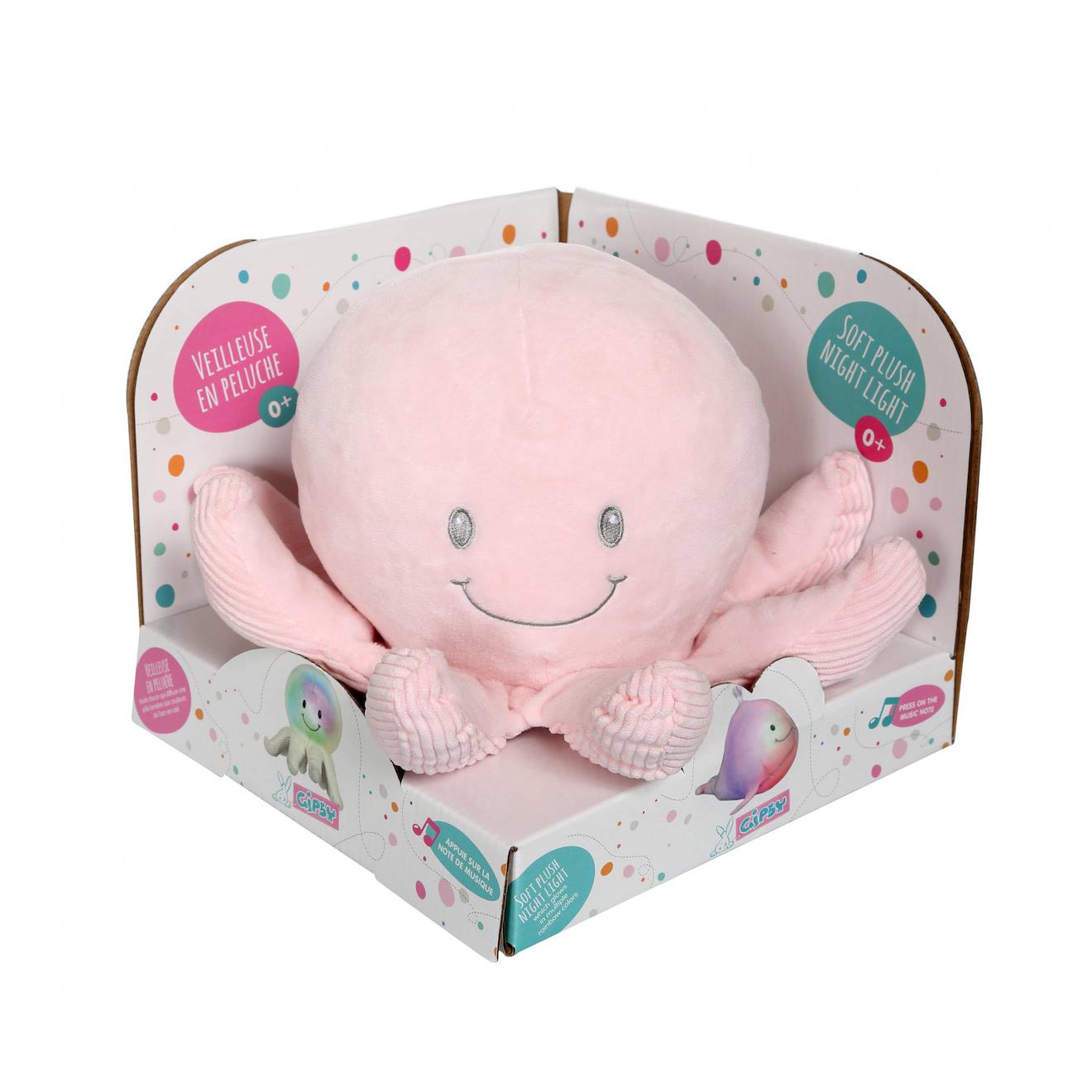 Peluche - Veilleuse Glow Soft - Pieuvre Rose Rose