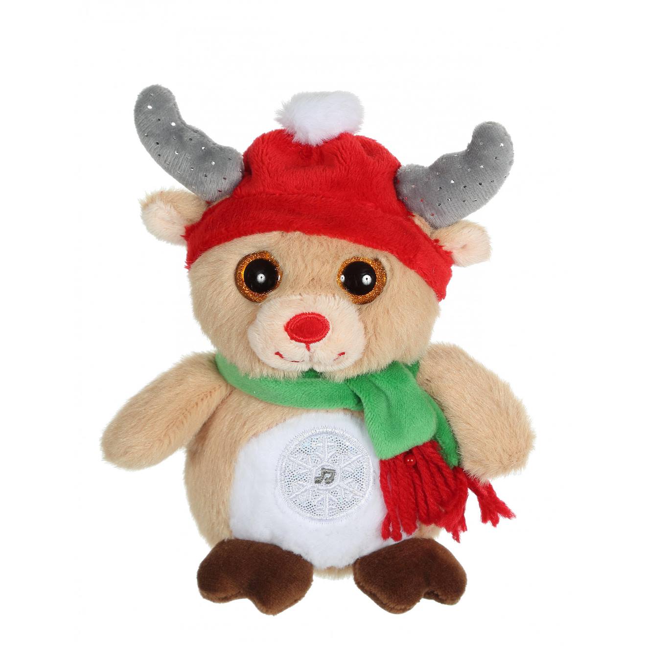 Peluche Noel, Christmas Pétillous Sonore 16 Cm - Renne Beige