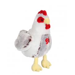 Jouet-Premier âge-Peluche - poule flammée sonore marron et blanche en peluche - 22 cm