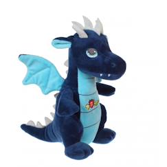 Jouet-Peluche - peluche dragon sonore, bleu 17 cm