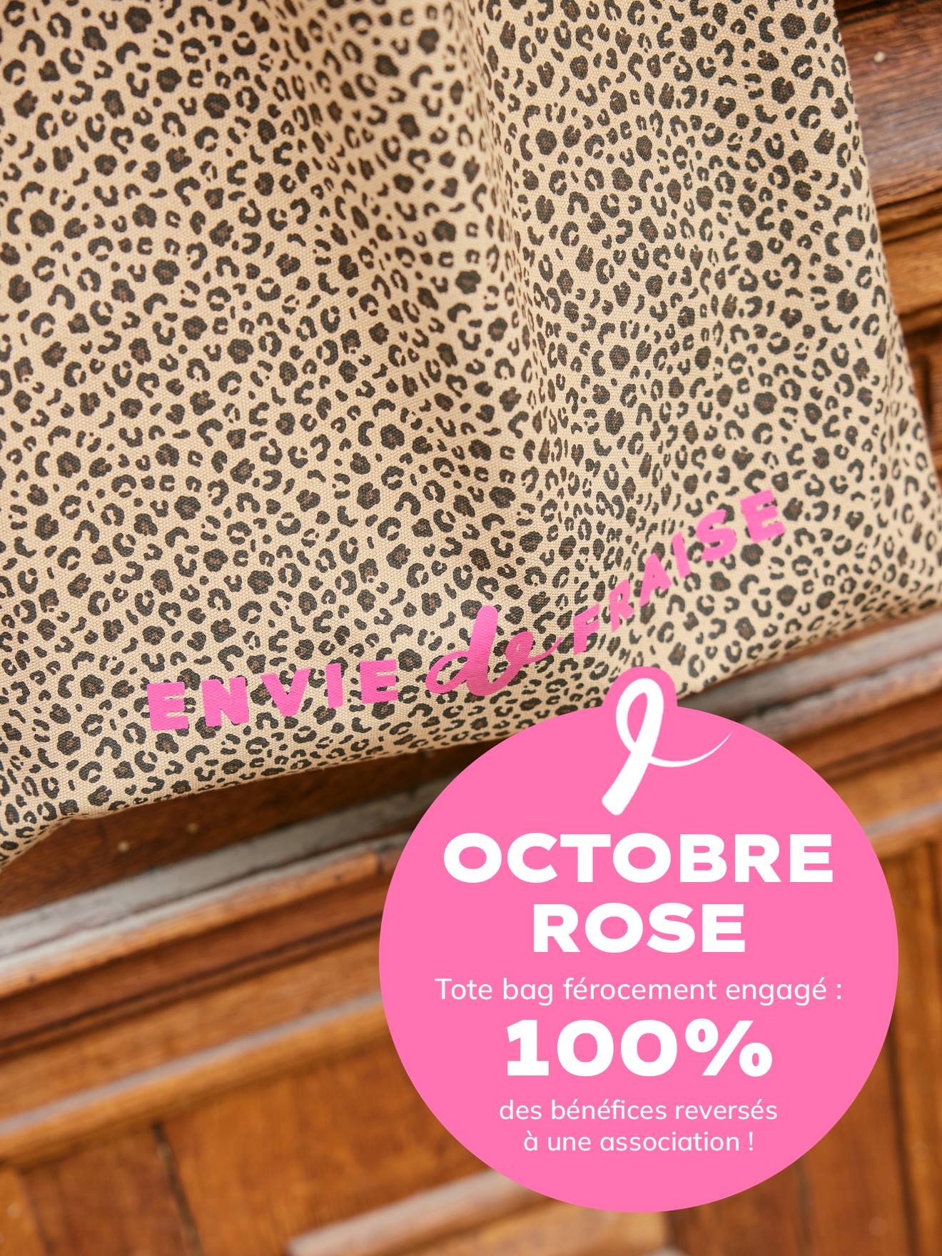 Tote bag léopard solidaire beige imprimé léopard (Envie De Fraise) - Image 1