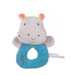 Jouet-Premier âge-Hochet bamboo bebe - hippopotame- 14 cm s/carte