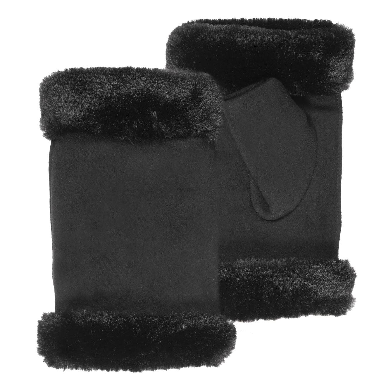 Mitaines Avec Bordure Imitation Fourrure Noir