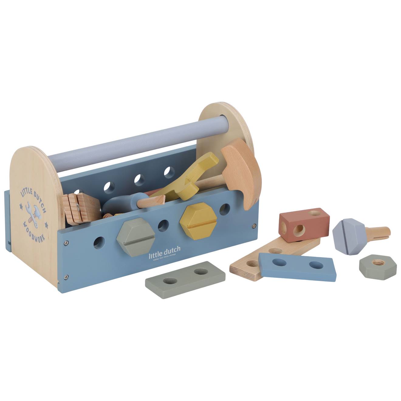 Boîte À Outils En Bois Fsc Bleu, Vert, Jaune