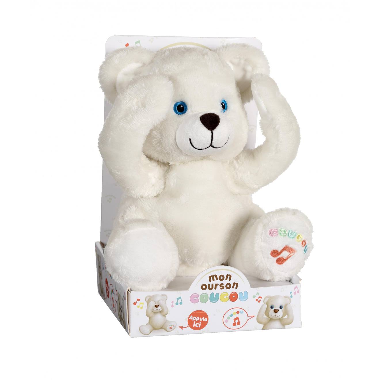 Peluche - Ourson Coucou - 25 Cm Blanc