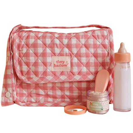 Tiny Harlow - Sac À Langer Pour Poupée Avec Accessoires Vichy Rose, Blanc