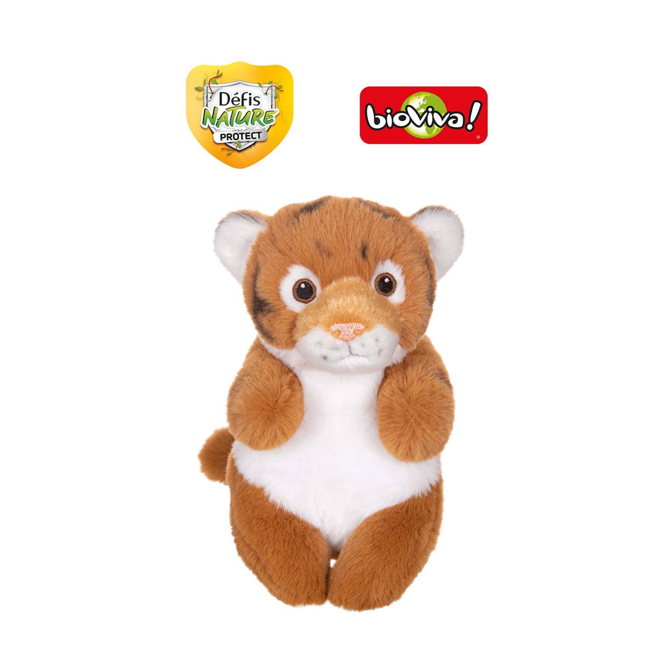 Peluche Défis Nature Protect - Tigre Du Bengale - 15 Cm Collaboration Bioviva Blanc