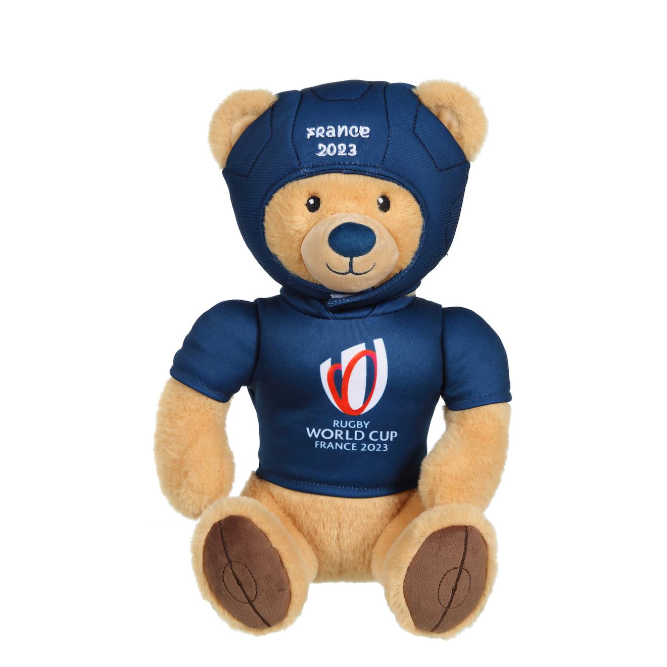 Peluche Ours Coupe Du Monde De Rugby 2023 - Peluche Officielle Sous Licence - 24 Cm Assis Bleu