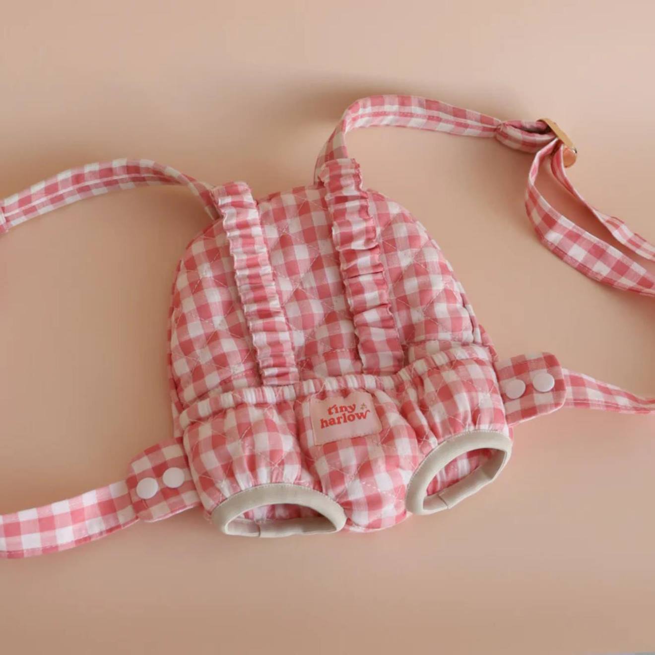Porte Bébé Pour Poupée Vichy Rose Blanc, Rose (Tiny Harlow) - Image 2