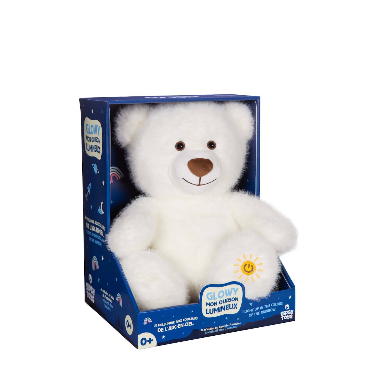 Peluche Veilleuse Glowy, Mon Ourson Lumineux Beige – 24 Cm Blanc