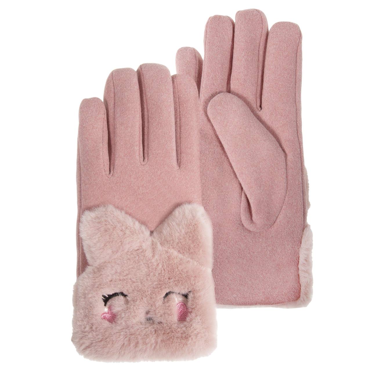 Gants Doublés En Imitation Fourrure Rose