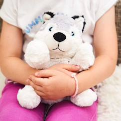 Jouet-Premier âge-Peluche bouillotte husky