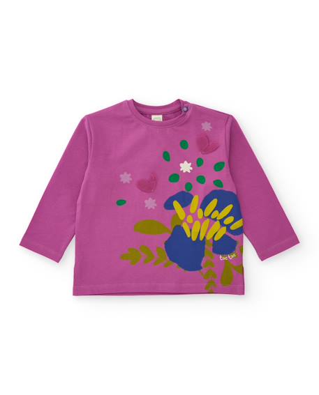 T-shirt à manches longues pour fille avec imprimé floral et papillons en relief  - vertbaudet enfant