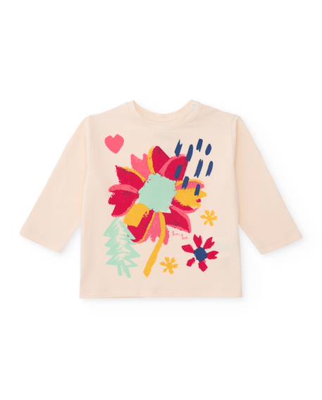 T-shirt à manches longues fille avec imprimé floral multicolore  - vertbaudet enfant