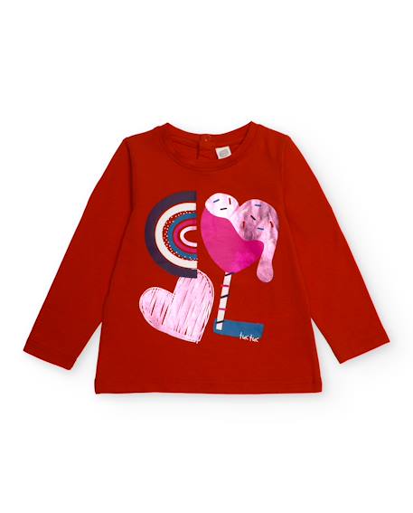 T-shirt enfant à manches longues avec imprimé de cœurs et détails graphiques  - vertbaudet enfant