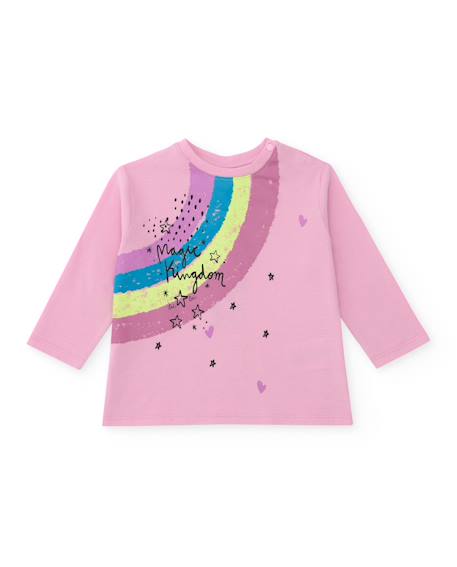 T-shirt manches longues pour fille avec arc-en-ciel et étoiles  - vertbaudet enfant