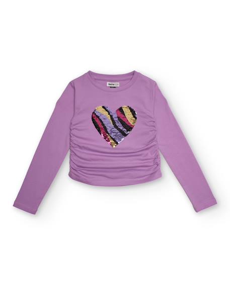 T-shirt à manches longues pour fille avec cœur en sequins  - vertbaudet enfant