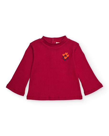 T-shirt à manches longues pour fille avec broderie de cœurs  - vertbaudet enfant