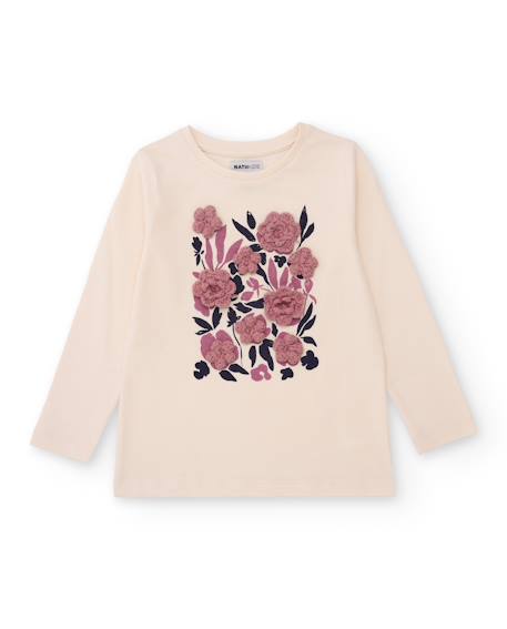 T-shirt à manches longues pour fille avec fleurs en relief  - vertbaudet enfant