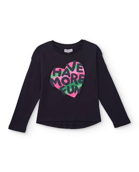 T-shirt à manches longues pour fille avec motif coloré en forme de cœur  - vertbaudet enfant