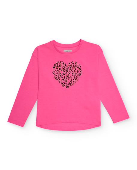 T-shirt à manches longues pour fille avec cœur imprimé animal  - vertbaudet enfant
