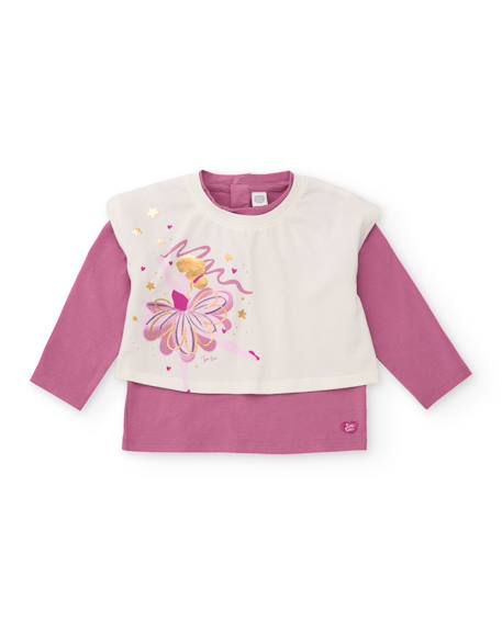 Ensemble blouse à effet superposé et manches longues pour fille avec imprimé danseuse  - vertbaudet enfant
