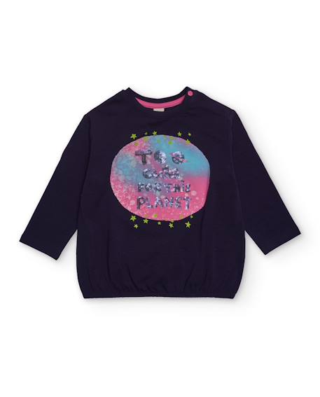 Blouse enfant à manches longues avec imprimé planète et phrase brillante  - vertbaudet enfant
