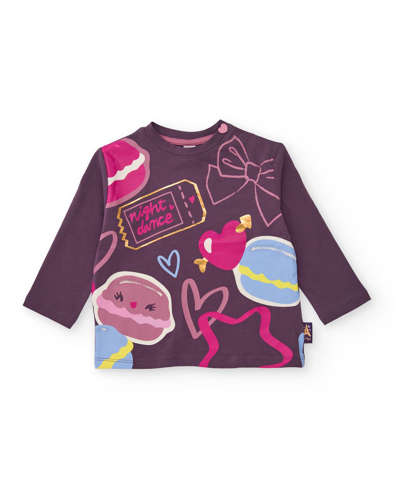 T-shirt Pour Bébé Fille Avec Imprimé Coloré Et Détails Brillants Idéale Pour Un Look Amusant Et Confortable Bordeaux
