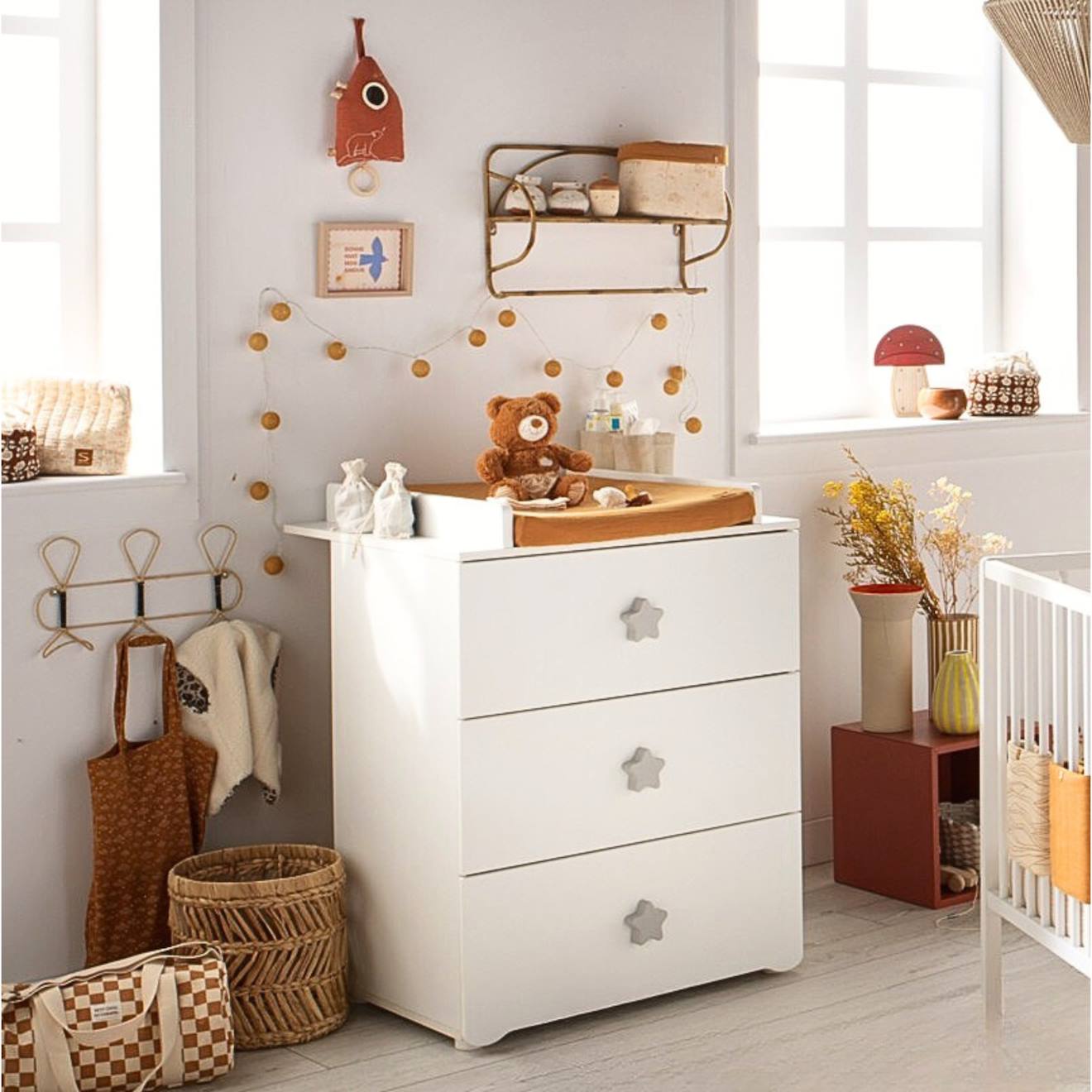 Commode À Langer 3 Tiroirs - Basic Blanc/gris