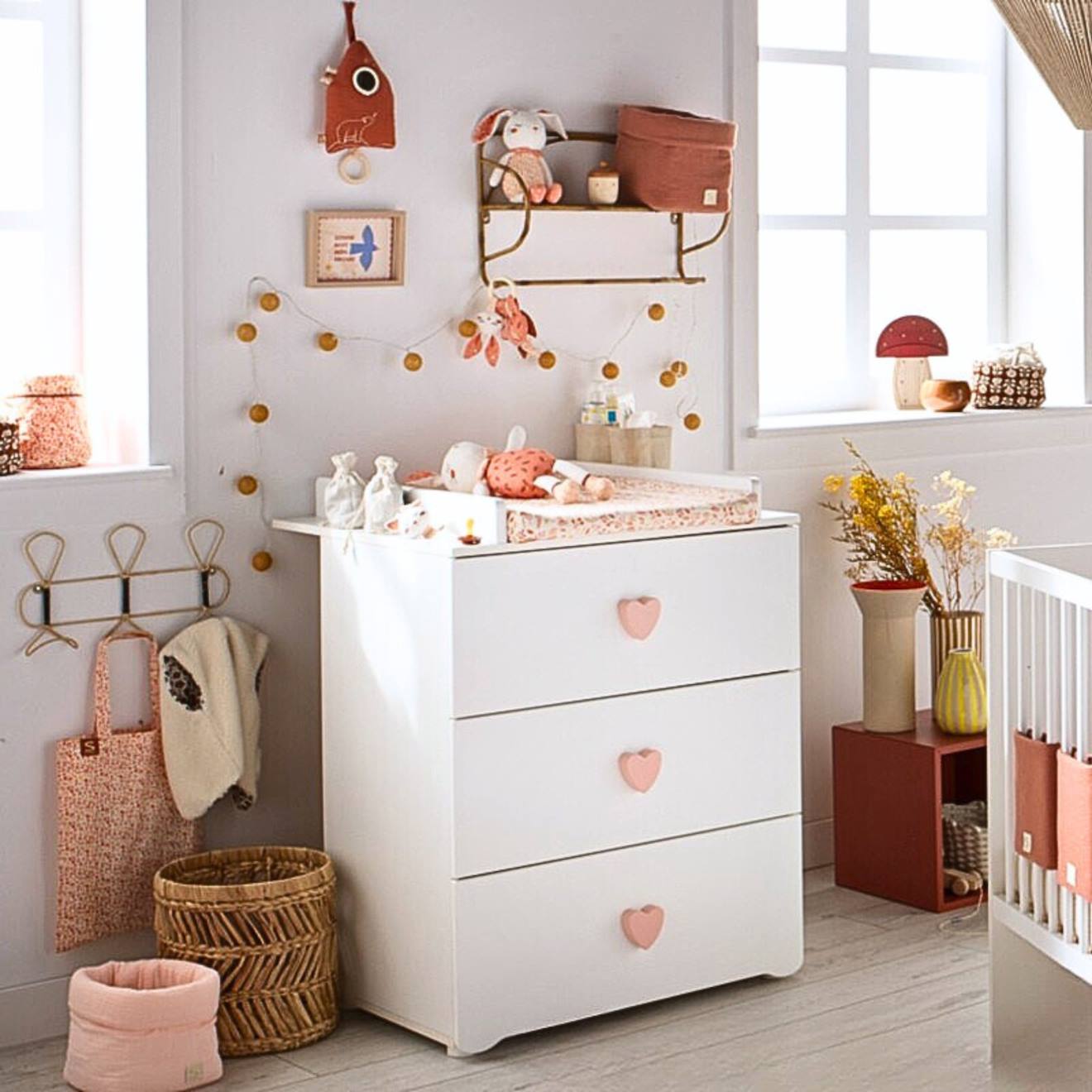 Commode+a+Langer+3+Tiroirs+-+Basic+Blanc/rose