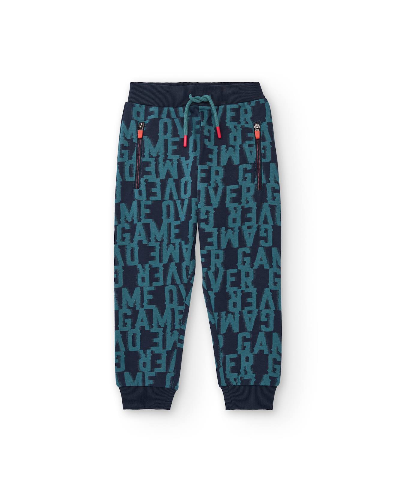 Pantalon jogger pour garçon avec imprimé game over bleu