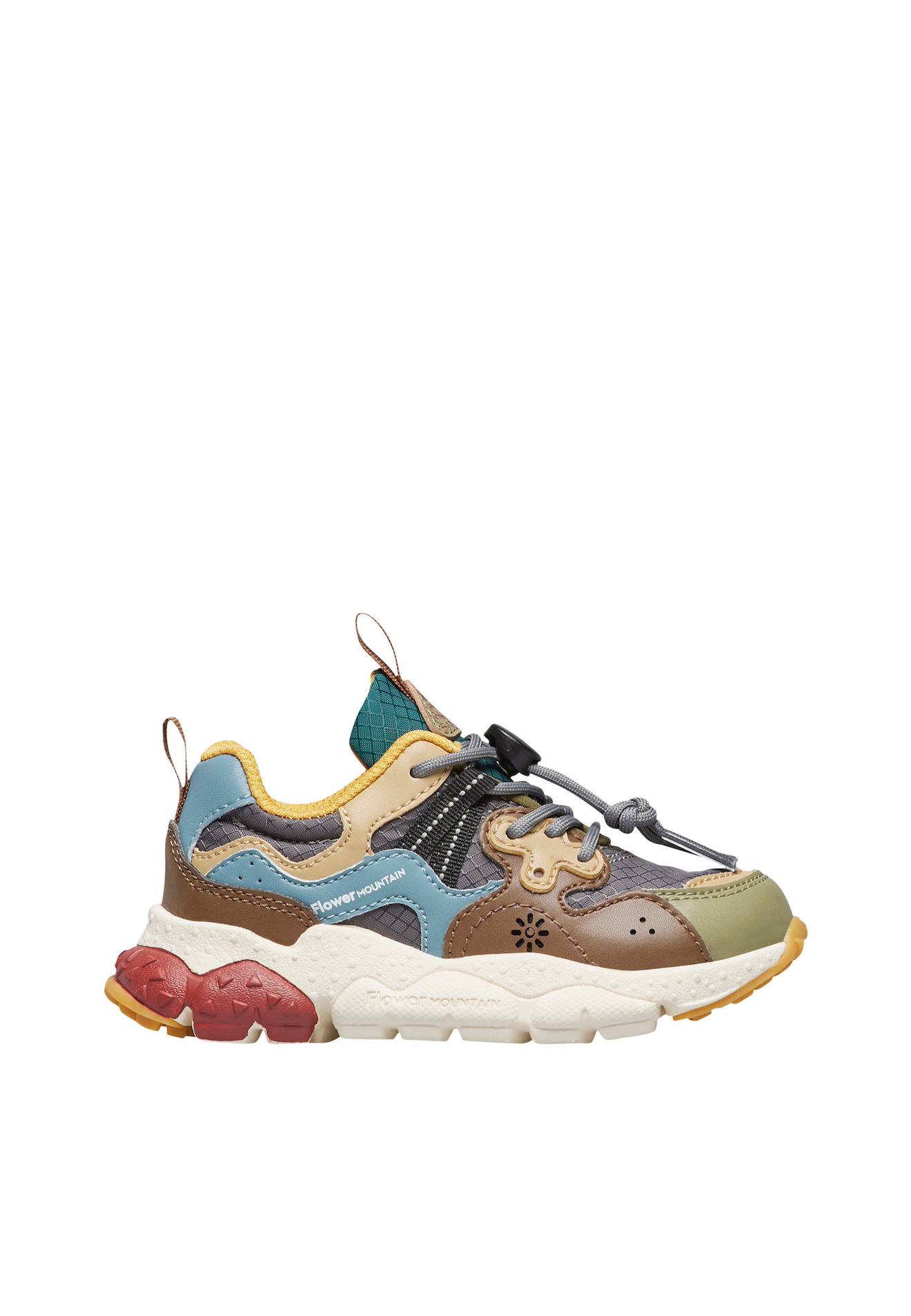 Baskets En Similicuir Et Tissu Yamano 3 Junior. Gris-marron-