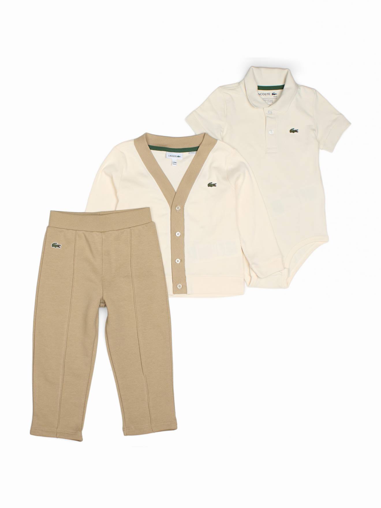 Ensemble 3 Pièces Gilet Polo Et Bas Beige