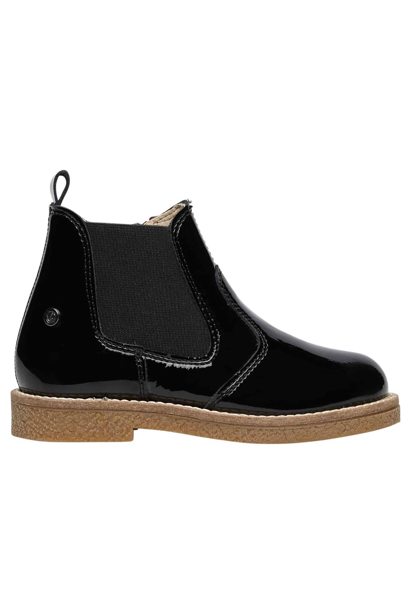 Boots En Cuir Verni Avec Fermeture clair Arthur Noir Ivoire- 122$