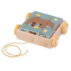 Jouet-Premier âge-Chariot avec puzzle de cubes animaux