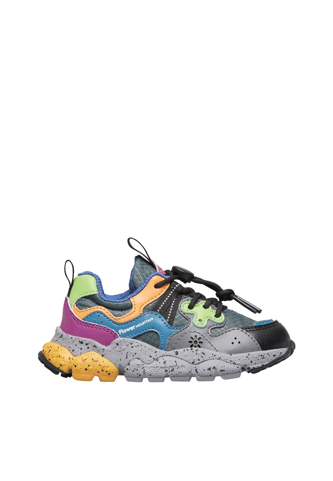 Baskets En Similicuir Et Tissu Yamano 3 Junior. Anthracite-bleu