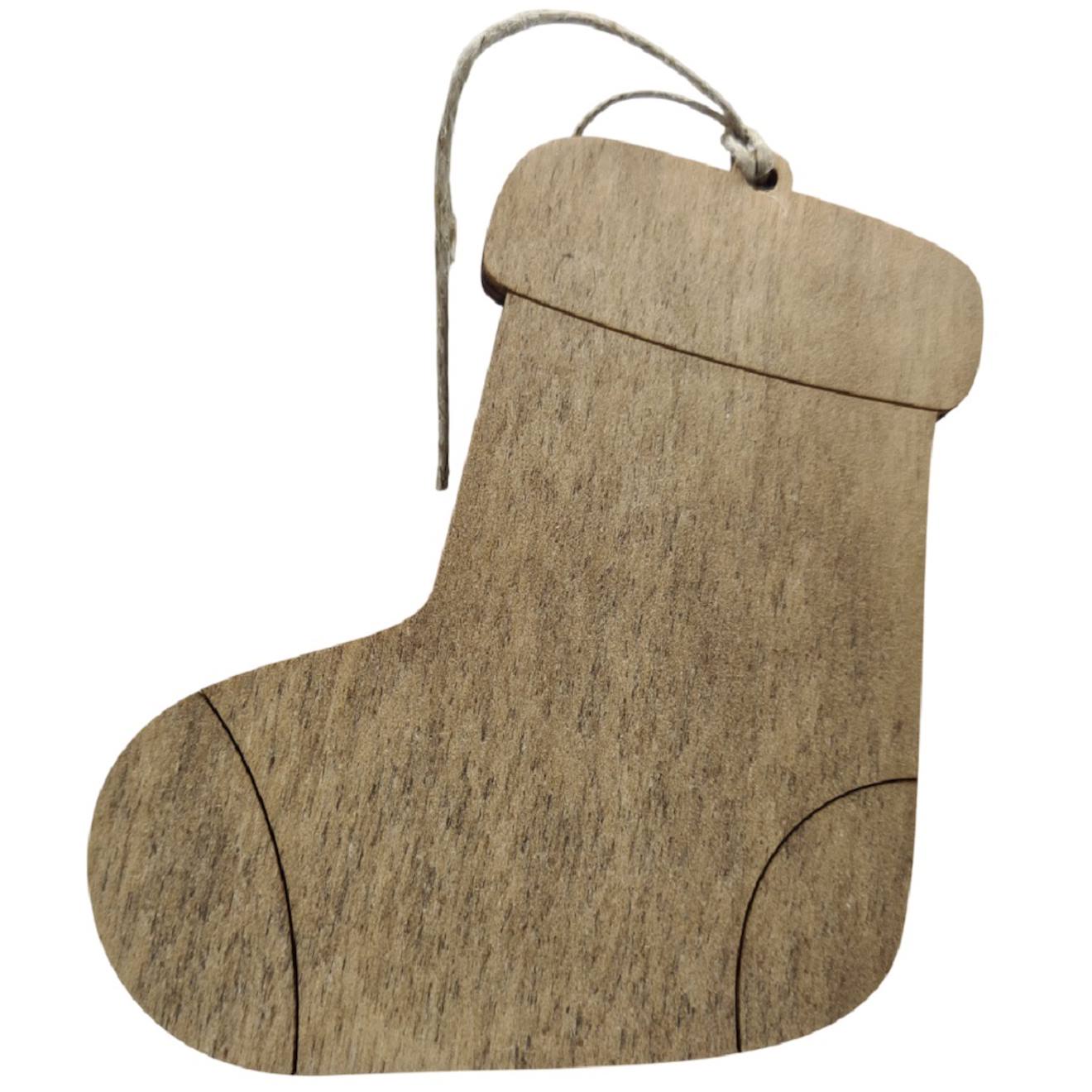 Chaussette De Noël Personnalisable En Bois Beige