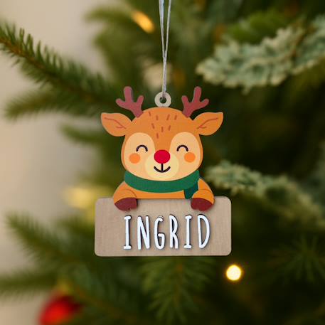 Vintiun - Renne De Noël Personnalisable En Bois Marron